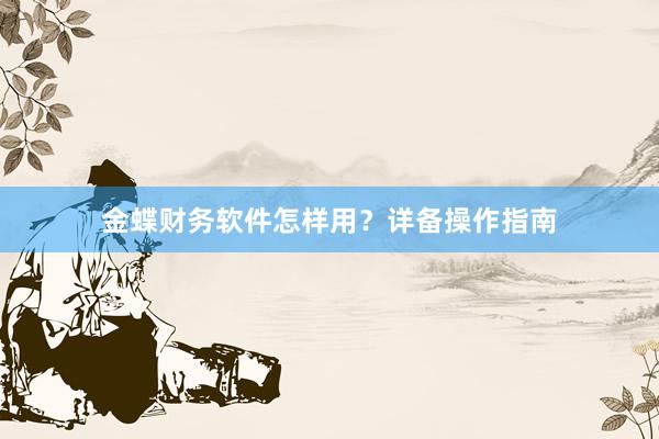 金蝶财务软件怎样用？详备操作指南
